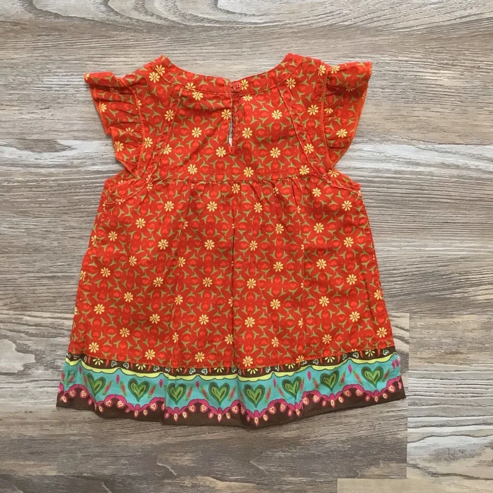 The Children’s Place Orange Floral Multicolor Cap Sleeve Casual Dress 3T